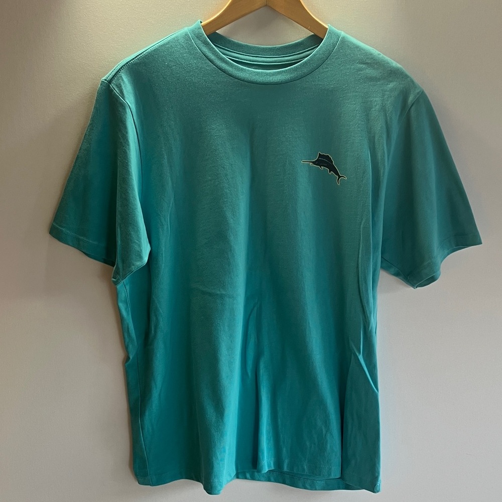 Tommy Bahama Aqua T-Shirt with What Doesn’t Tequila Back Graphic